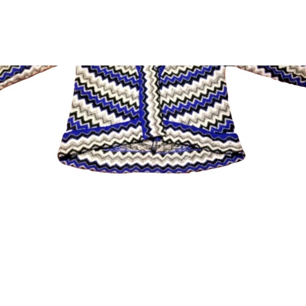 CHICO'S Cardigan Sweater Sz 2 US Large 12 Blue Black Gray Ivory Chevron Striped - Picture 4 of 8